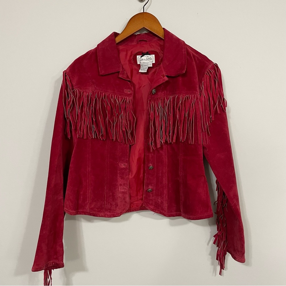 Red Fringe Genuine Leather Jacket